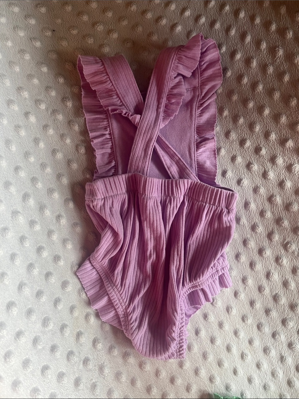 Lavender Ruffled Ribbed Baby Romper - Picture 2 of 2